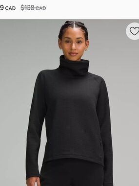 LULULEMON Waffle-Knit Funnel-Neck Long Sleeve - Black - Size 10
